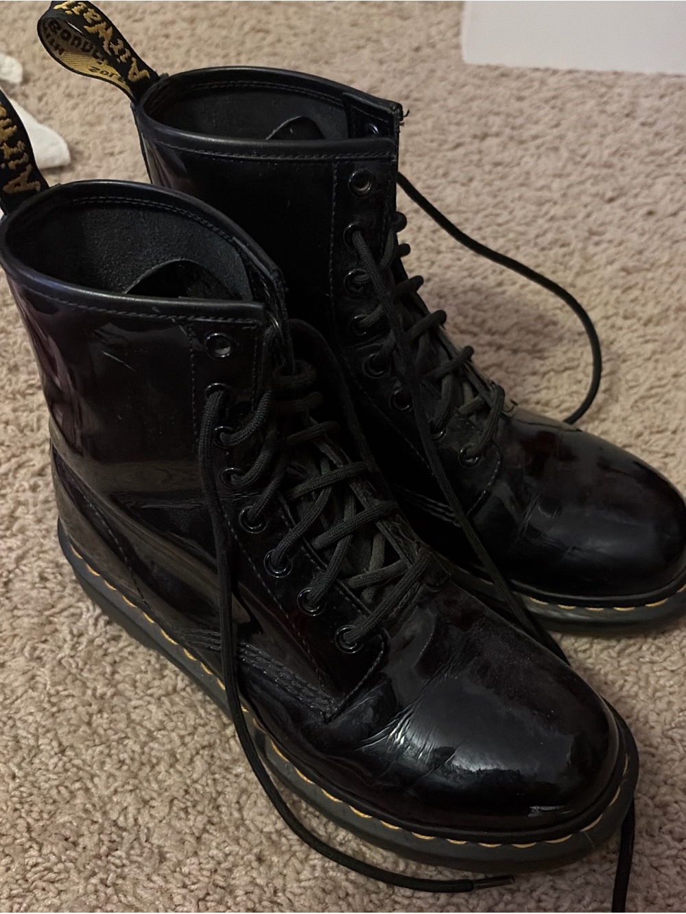 Dr. Martens Black Patent 8-Eye Combat Boots